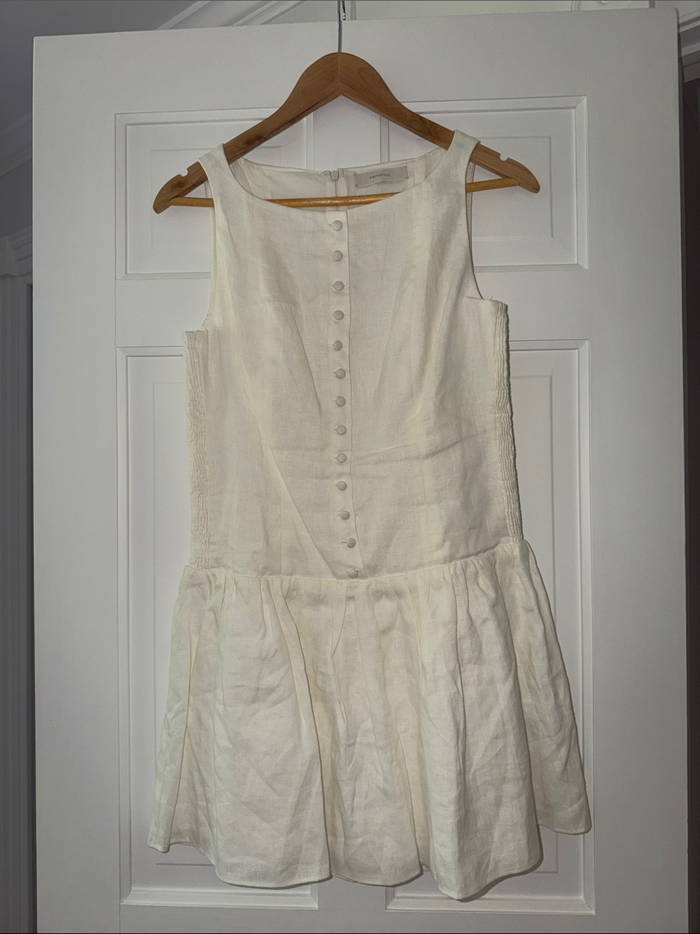 Faithfull the Brand Cream Sleeveless Button-Front Mini Dress
